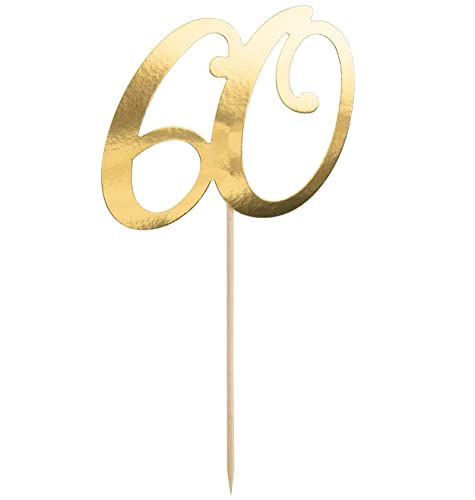 Kuchenstecker 60 Cake Topper 60. Geburtstag Made in EU Kuchenaufsatz Zahl 60 Geburtstag Tortenstecker 60 Kuchendeko Geburtstagstorte 60. Geburtstag 60 Gold von Libetui