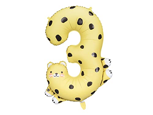 XXL Ballon 3. Geburtstag Süßes Gepard Folienballon 3 große Katze Luftballon 3 Geburtstag Geschenk Kinder 3 Geburtstag Junge Mädchen Safari Dschungel Deko Ballon Zahl 3 von Libetui