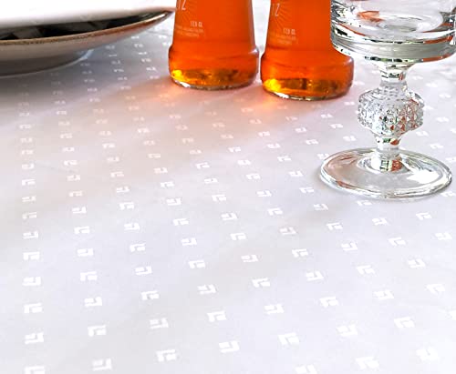 Libusch® Damast-Tischdecke Leila, Weiss, modernes Muster, Baumwolle, rechteckig, Hochzeit,140x300cm von Libusch