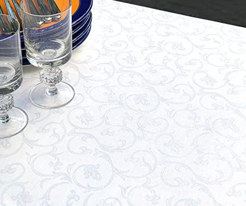 Libusch Damast-Tischdecke Sila, weiß, florales Muster, Baumwolle, rechteckig, Hochzeit 140x260cm von Libusch