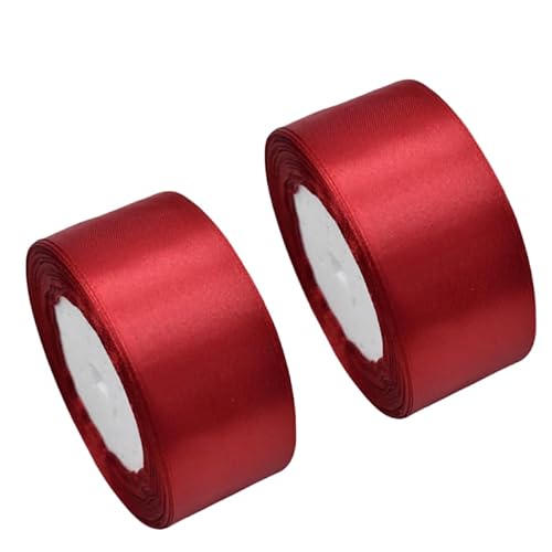 Lichi Rotes Band, 40 mm Geschenkpapier, 22 m Bänder für Geschenkverpackungen, rote Bänder für Geschenkverpackungen, 2 Stück Weihnachtsbänder, Band zum Basteln, Nähen, Haarschleifen, Kuchen, Hochzeit von Lichi