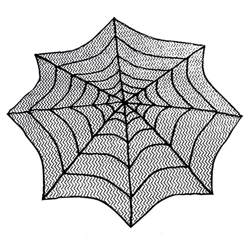 Lichi Spinnennetz-Halloween-Dekoration, schwarze Spitze Spinnennetz-Tischdecke (75 cm), Spinnennetz-Tischdecke Dekoration für Halloween, Party von Lichi