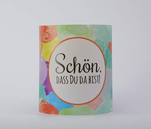 Lichthülle Webermann 4er Set Windlicht - Schön, DASS Du da bist - edle Kerzen Deko Tischlicht - Tischdeko Geschenk - Teelichthülle für Wohnzimmer von Lichthülle