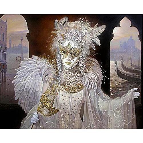 Licnay Diamond Painting Maske Frau DIY 5D Vollwerkzeug-Kit Kreuzstich Volldiamant Kunsthandwerk Strass Stickerei Großformat Geschenk Mosaik Dekoration,Quadratbohrer,40x50cm von Licnay