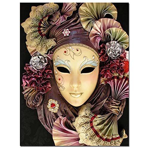 Licnay Diamond Painting Maske Frau Strass Stickerei DIY 5D Kunsthandwerk Komplettset Großes Geschenk Mosaik Dekoration Kreuzstich Volldiamant,Quadratbohrer,50x70cm von Licnay