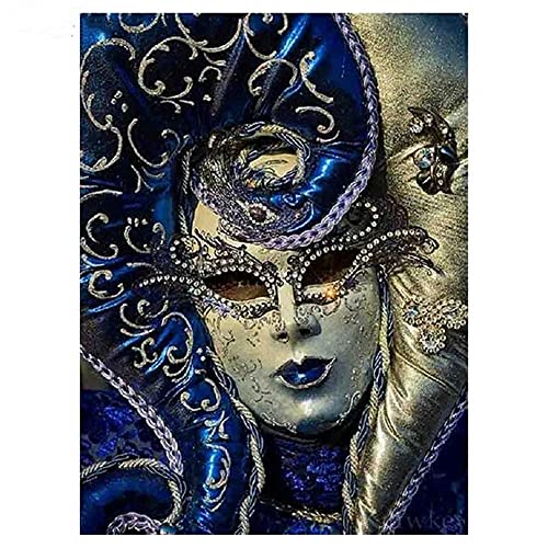 Licnay Diamond Painting Maske Frau Strass Stickerei Kunsthandwerk Großes Geschenk Mosaik Dekoration Kreuzstich Volldiamant Vollwerkzeug Kit DIY 5D,Quadratbohrer,30x40cm von Licnay