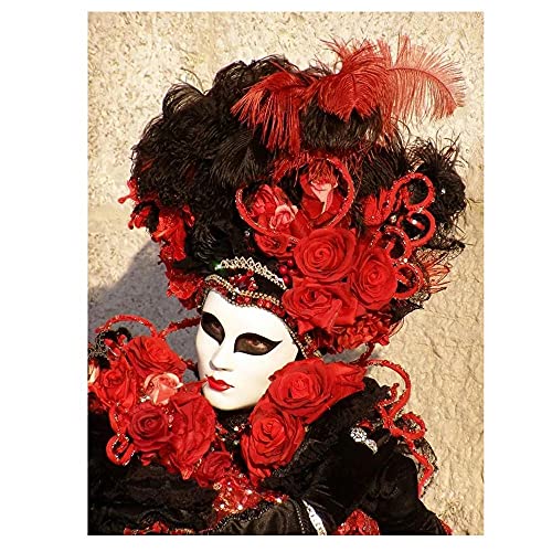 Licnay Diamond Painting Maske Sexy Dame Kreuzstich Voller Diamant Strass Stickerei DIY 5D Große Größe Geschenk Mosaik Dekoration Kunsthandwerk Komplette Kit,Runder Bohrer,30x40cm von Licnay