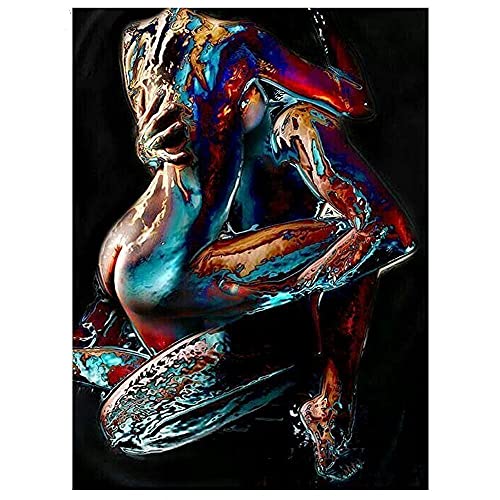 Licnay Diamond Painting Sexy Paar Geschenk Kunsthandwerk DIY 5D Kreuzstich Volldiamant Full Kit Strass Stickerei Große Größe Geschenk Mosaik Dekoration,Runder Bohrer,40x50cm von Licnay