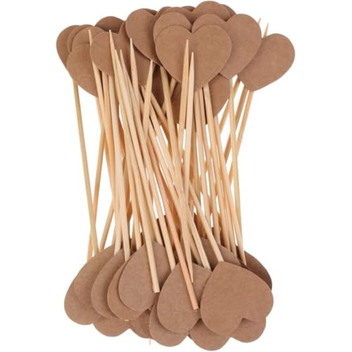 100pcs rustikaler Vintage Kraft Herz Hochzeit Brautdusche Cupcake Picks TOPPER, 1 von Licsaliwe