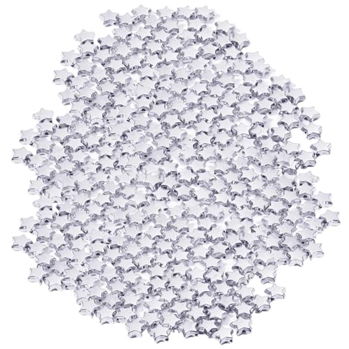 200pcs Star Spacer Perlen, glänzende reflektierende Sternperlen, Silbersternform Charm Lose Spacer Perlen zur Herstellung von Armbändern, Halsketten, Fußkettchen, Kunsthandwerk von Licsaliwe