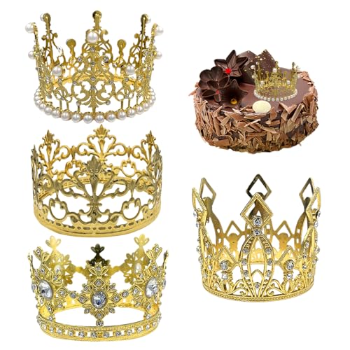 4pcs Cake Topper Gold Crown Crown Alloy Cake Topper für Hochzeit Geburtstag Baby Personalisierte Kuchendekoration von Licsaliwe