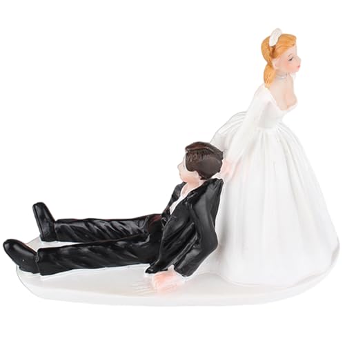 Bride and Groom Cake Topper, "Groom Can't Escape" Wedding Cake Toppers, Realistic & Funny Resin Cake Topper for Wedding Party, Home & More Bride and Groom Cake Topper von Licsaliwe