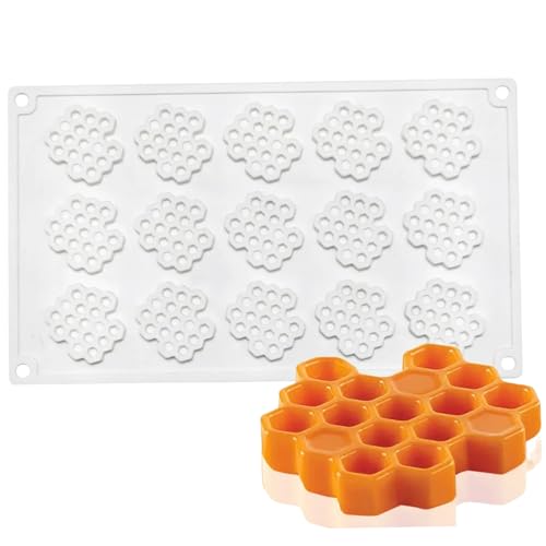 Licsaliwe Tuile Molds 15 Compartment Honeycomb Shaped Fondant Silicone Lace for Cake Decorating DIY Easy Release Food Grade Baking Food, Dessert, Craft Mold von Licsaliwe