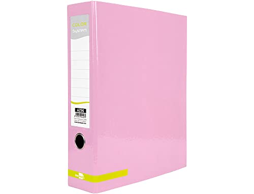 Aktenordner Liderpapel A4 Farbe System gefüttert ohne Rücken 80 mm rosa Metallkompressor von Liderpapel