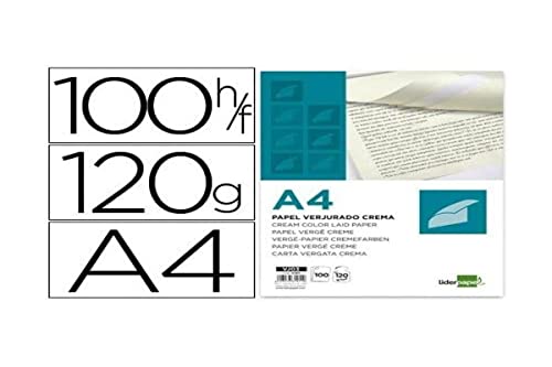 COLOR Creme Bütten UNICOLORE120 mit Wasserzeichen versehene gr / m² Box 100 Blatt A4 von Liderpapel