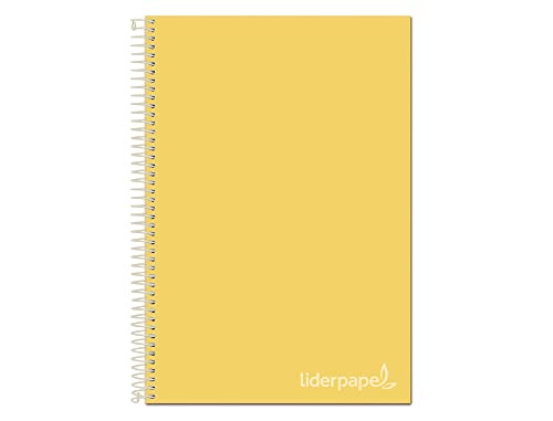 Liderpapel A4 Micro Jolly Notizbuch, gefüttert, 140 h, 75 g, Rahmen 5 mm, 5 Bänder, 4 Löcher, Gelb von Liderpapel