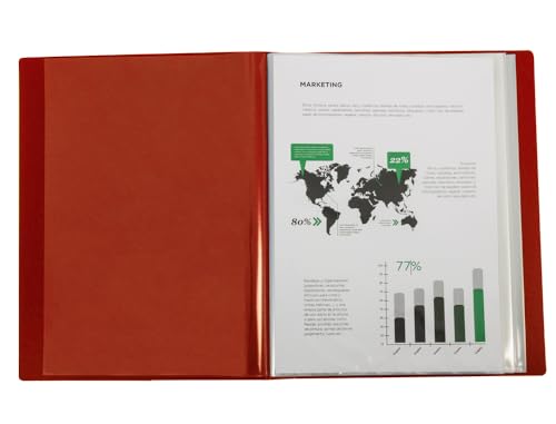 Liderpapel CJ54 Schreibmappe mit 80 Taschen, A4, Rot von Liderpapel