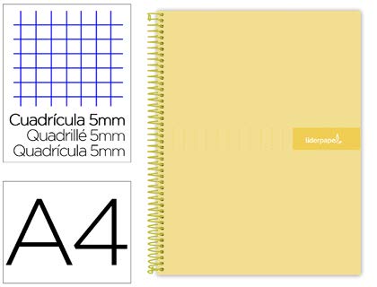 Liderpapel Notizbuch, Spiralbindung, A4, Microcrafty, gefüttert, 120 h, 90 g, Rahmen, 5 mm, 5 Bänder, 4 Löcher, Gelb von Liderpapel