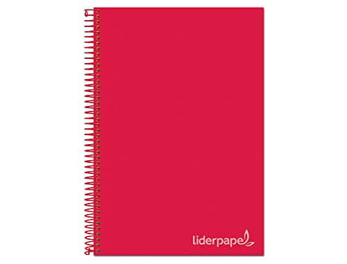 Liderpapel Notizbuch A4 Micro Jolly Einband 140h 75 g Karo 5 mm 5 Streifen 4 Löcher rot von Liderpapel