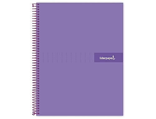 Liderpapel Notizbuch mit Spiralbindung, A4, Micro-Crafty-Einband, gefüttert, 120 h, 90 g, Rahmen: 5 mm, 4 Löcher, Violett von Liderpapel