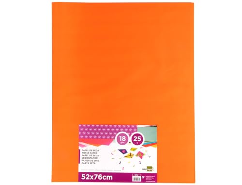 Liderpapel Rolle Seide, Orange 52 x 76 cm 18 GR – Packung mit 25 Blatt von Liderpapel