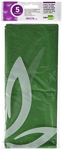 Liderpapel Seidenpapier, Dunkelgrün 52 x 76 cm 18 gr/m2 Beutel 5 Blatt von Liderpapel