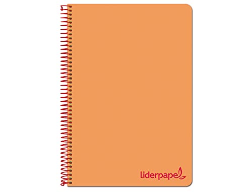 Liderpapel Notizbuch A4 Micro Wonder Kunststoffdeckel 120h 90g Karo 5mm 5 Band 4 Löcher orange von Liderpapel