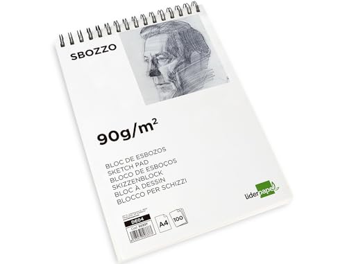 Zeichenblock LIDERPAPEL Skizzen Spiralbindung DIN A4 210 x 297 mm 100 Blatt 90 g/m2 ohne Feld von Liderpapel