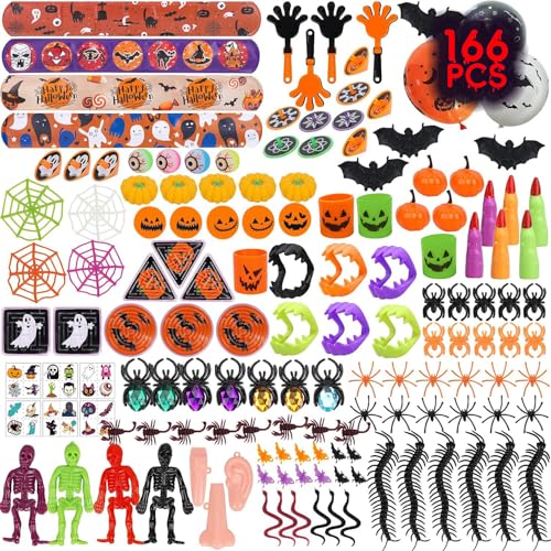 LieIe Halloween Mitgebsel Kinder, Halloween Spielzeug Sets für Kinder inklusive Vampirzähne, Hüpfbälle, Spinnen, Halloween-Stempel, Aufkleber, für Halloween Süßes oder Saures, Party Geschenk-Set (84) von LieIe