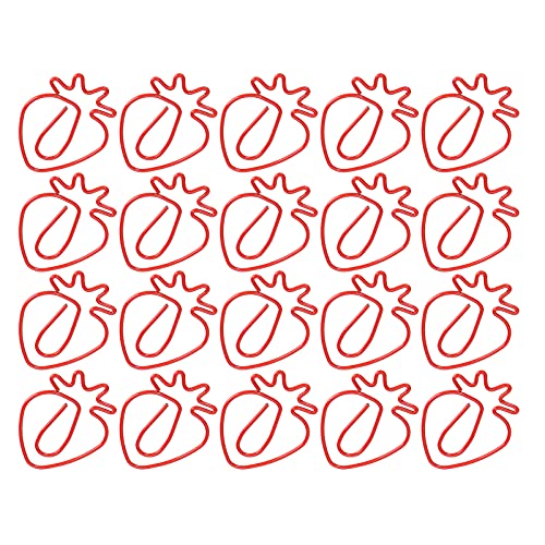 20 Stück Erdbeerförmige Büroklammern aus Kunststoffbeschichtetem Draht, Lesezeichen, Planerklammern für Büro, Familie und den Täglichen Gebrauch von LiebeWH