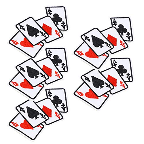 5 Stück Poker-Stickerei-Kleidungsflicken Zum Aufbügeln, DIY-Spielkarten-Applikation, T-Shirt-Stoffaufkleber für Taschen- und Kleidungsdekorationszubehör von LiebeWH