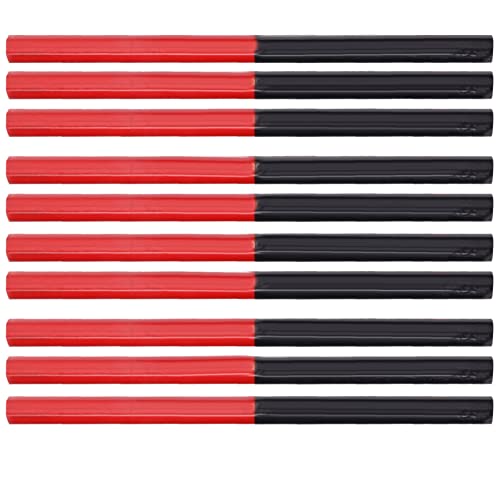 LiebeWH 10 Stücke Überprüfung Bleistifte Rot Blau Doppelseitige Tischler Bleistifte 2 Kern Hex 2 Kopf DIY Holzbearbeitung Mark Stift Hand Werkzeuge von LiebeWH