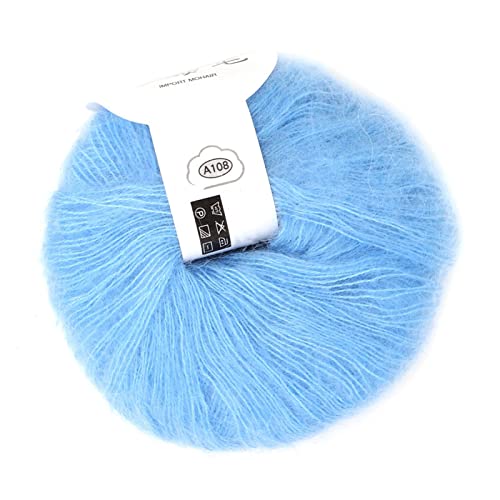 Weiches Mohair-Pashm-Mohair-Angora-Wollgarn, Weiches Mohair-Strickgarn, Mohair-Garn Zum Stricken, Langes Angora-Wollgarn, heiß (08 hellblau) von LiebeWH