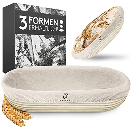 Liebspecht Hochwertiger Gärkorb oval (28cm) - Peddigrohr Gärkörbchen mit waschbarem Leineneinsatz - Optimal für 500g Teig - Das perfekte Brot backen Zubehör - Gärkorb, Brotkorb von Liebspecht