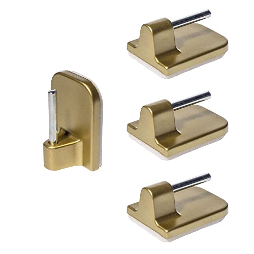 Liedeco Gardinenhaken selbstklebend für Scheibenstangen Standard, für 11 mm Cafehausstange, 4 STK, (Klebehaken, Gold matt) von Liedeco