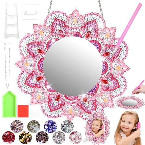 Liekadijiae Mandala Make Up Spiegel, Diamond Painting Spiegel Klein, Diamond Painting Spiegel Bastelset Kinder, Basteln Diamantmalerei Spiegel Bastelset Kinder, Geschenk Mädchen 6 7 8 9 10 11 Jahr von Liekadijiae