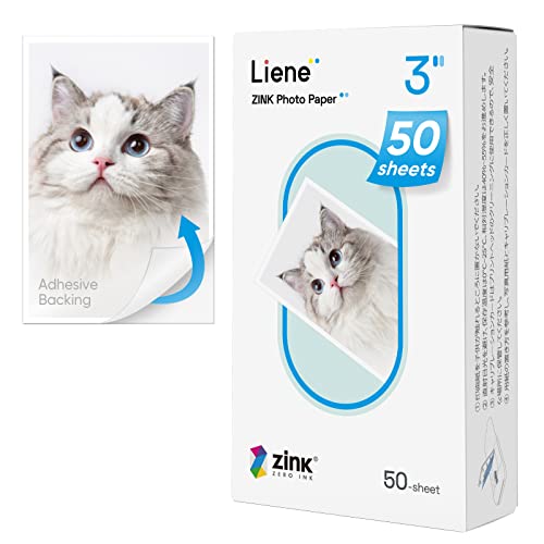 Liene Zink Fotopapier 2x3''(50 Stück), kompatibel Mini Fotodrucker, 50x76mm Premium Fotopapier mit Selbstklebender Rückseite, Sofortbildfilm von Liene
