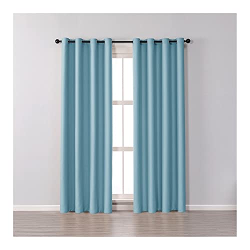 Lieson Gardinen Vorhänge 2er Set, Polyester Blickdichte Gardinen mit Ösen Vorhang Wohnzimmer Schlafzimmer Hellblau 107x229CM von Lieson