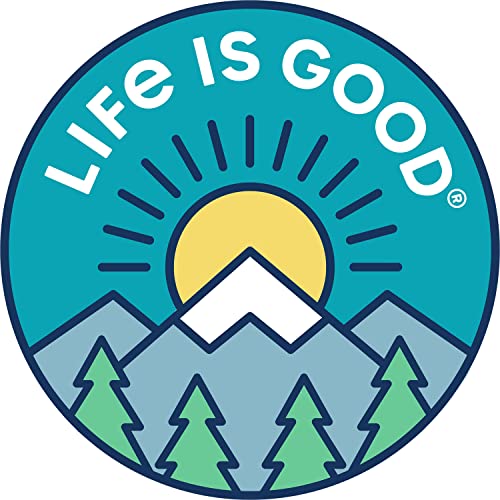 Life is Good. Circle Sticker Lig Mountain Sun, Island Blue von Life Is Good