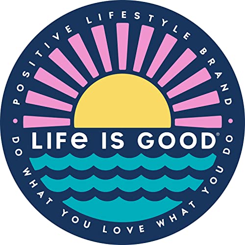 Life is Good. Circle Sticker Sunset On The Water, 4 Zoll, Dunkelblau von Life Is Good