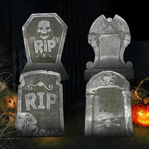 Lifemaison Halloween RIP Friedhof Grabsteine Halloween Dekoration Grabstein Schaumfriedhof Grabsteine Halloween Deko Horror Grabsteindekorationen Für Halloween Hof Spukhaus Outdoor Dekoration von Lifemaison