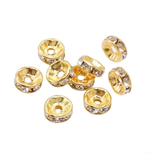 Schönes Zubehör mit 50 Stück 4 mm großen Strass-Abstandsperlen (Gold) von LifenaviStore