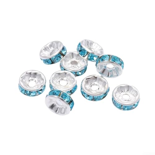 Schönes Zubehör mit 50 Stück 4 mm großen Strass-Abstandsperlen (blau) von LifenaviStore