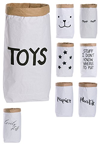 Papiersack Paper Bag rund Kraftpapier Beutel Braun Weiß 'Toys' von Lifestyle Lover