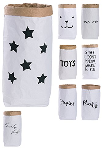 Papiersack Paper Bag rund Kraftpapier Beutel Braun Weiß 'Sterne' von Lifestyle Lover