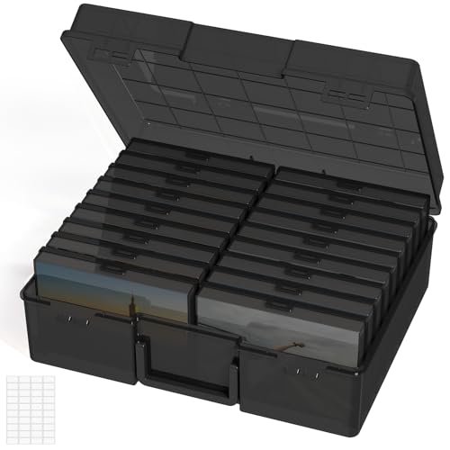 Lifewit Fotoaufbewahrungsbox 10,1 x 15,2 cm Fotoetui, 18 innere Fotohalter, Schwarz Fotoboxen zur Aufbewahrung, Foto-Organizer aus Kunststoff für Saatgut, Karten, Handwerk, Aufkleber ﻿ von Lifewit