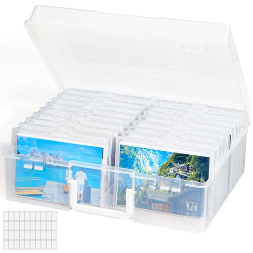 Lifewit Fotoaufbewahrungsbox 10,1 x 15,2 cm Fotoetui, 18 innere Fotohalter, durchsichtige Fotoboxen zur Aufbewahrung, Foto-Organizer aus Kunststoff für Saatgut, Karten, Handwerk, Aufkleber von Lifewit