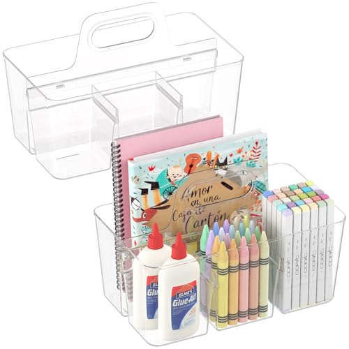 Lifewit Kunststoff Aufbewahrungsbox Korb Organizer mit Griff, Sortierboxen für Stifte Kinder/Toilettenartikeln Kosmetik im Badezimmer/Schrank Unterschiedliche Küche, Transparent, 2 Stück von Lifewit