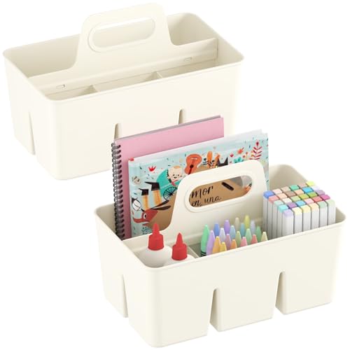 Lifewit Kunststoff Aufbewahrungsbox Korb Organizer mit Griff, Sortierboxen für Stifte Kinder/Toilettenartikeln Kosmetik im Badezimmer/Schrank Unterschiedliche Küche, Weiß, 2 Stück von Lifewit