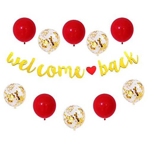 Lifreer Gold Welcome Back Deko Familienparty Deko Set mit Welcome Back Banner Latex Ballon Party Dekoration für die Rückkehr nach Hause zum Feiern von Lifreer